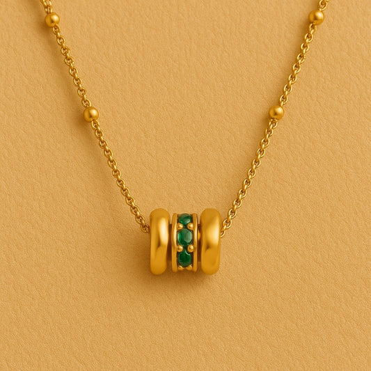 Triple Gold Charm Pendant Necklace