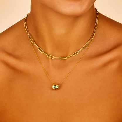 Triple Gold Charm Pendant Necklace