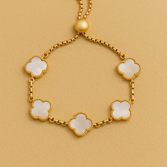White Clover Golden Bracelet