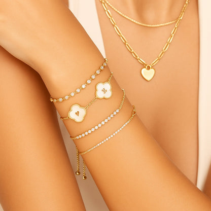 White Clover Custom Gold Bracelet
