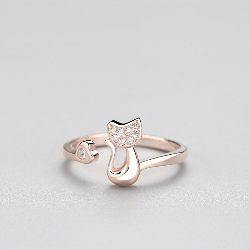 Felina | Women's open ring with cute cat detail | Gold