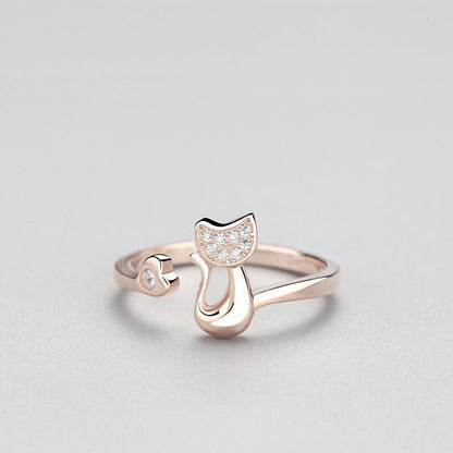 Felina | Women's open ring with cute cat detail | Gold