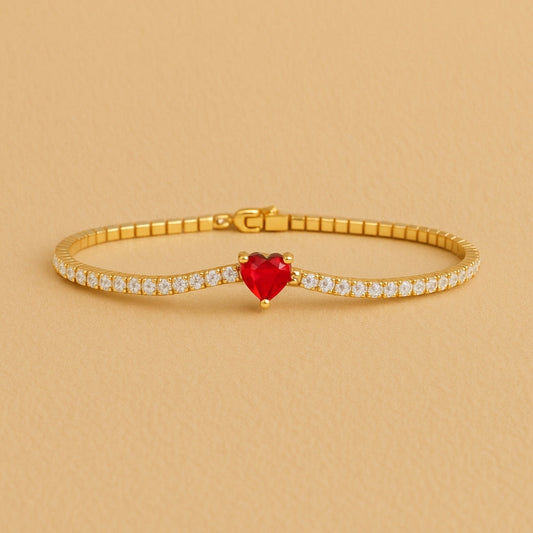 Red Heart Bright Wavy Bracelet