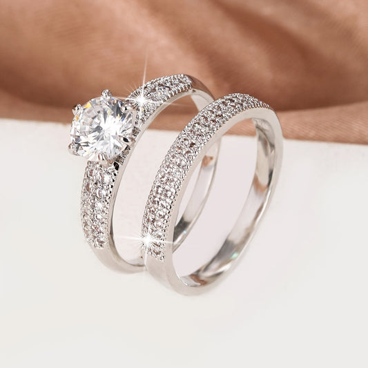 Eloria | Women's Elegant Zirconia Ring Set | Gold
