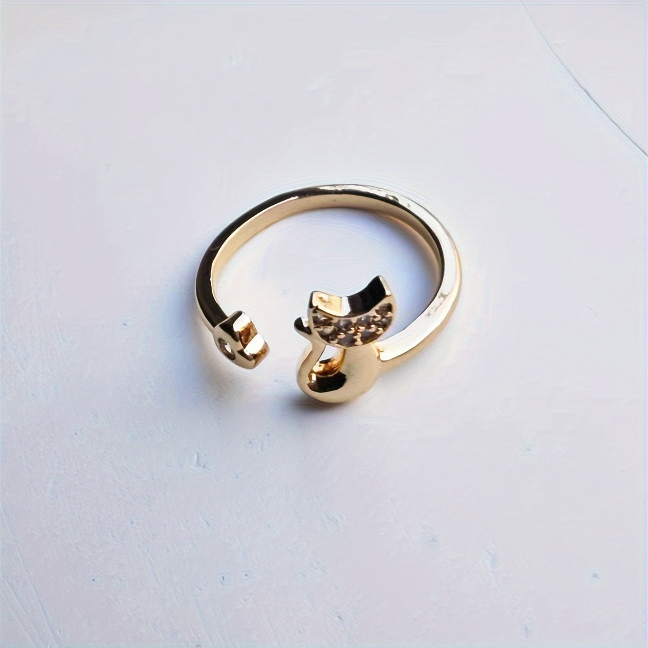 Felina | Women's open ring with cute cat detail | Gold