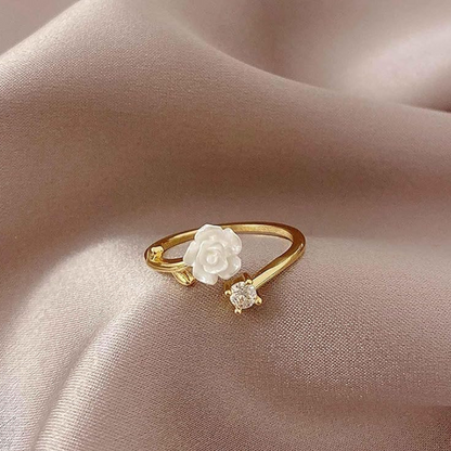 Luxury Flower Rings - Zirconia Rose Cherry Blossom