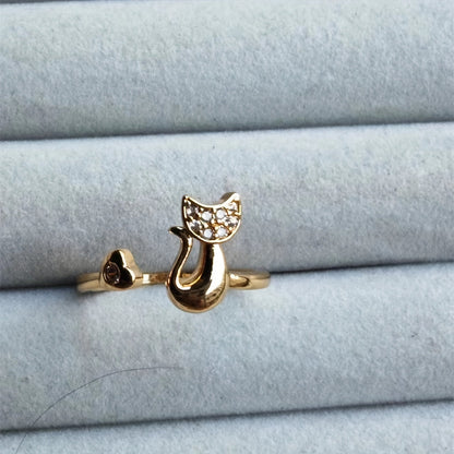 Felina | Women's open ring with cute cat detail | Gold