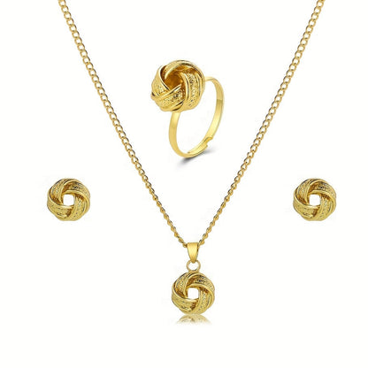 Zaraya | Women's Vintage Jewelry Set with Knot Details | Gold
