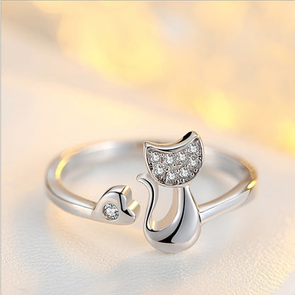 Felina | Women's open ring with cute cat detail | Gold