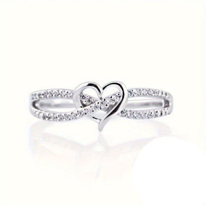 Amelien | Ladies Heart Shaped Infinity Ring | Silver