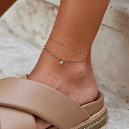 Layered Dainty Pearl Anklet