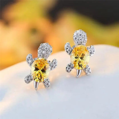 Sea Turtle Earrings made of Zirconium and Silver