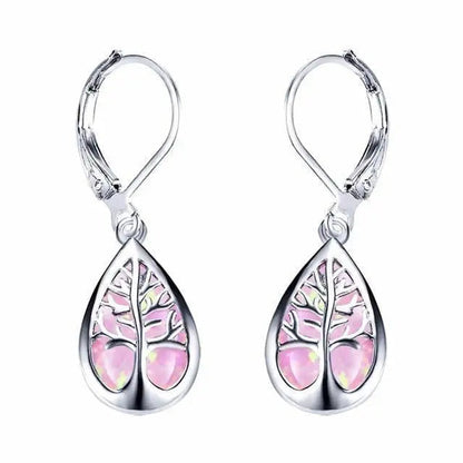 Tree of Life Earrings made of Opal and Silver