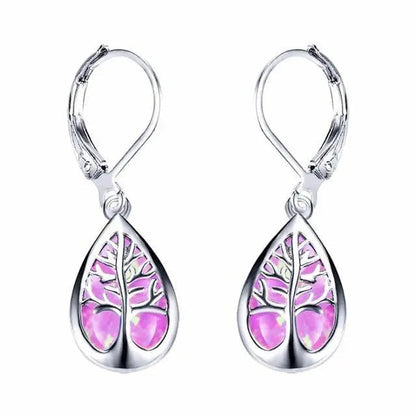 Tree of Life Earrings made of Opal and Silver