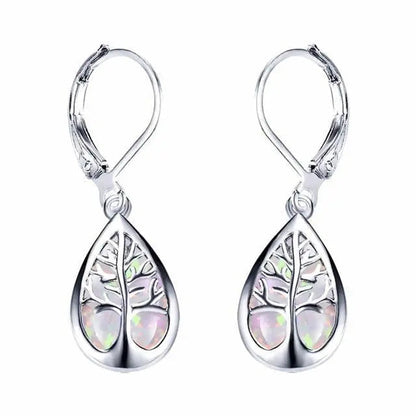Tree of Life Earrings made of Opal and Silver